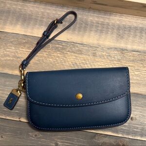 Coach Denim Blue Leather Wristlet